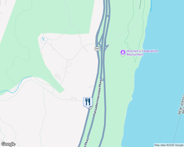 map of restaurants, bars, coffee shops, grocery stores, and more near 421 Route 9W in Alpine