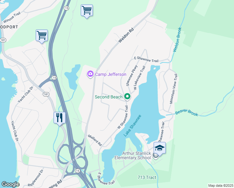 map of restaurants, bars, coffee shops, grocery stores, and more near 5 N Pkwy in Wharton