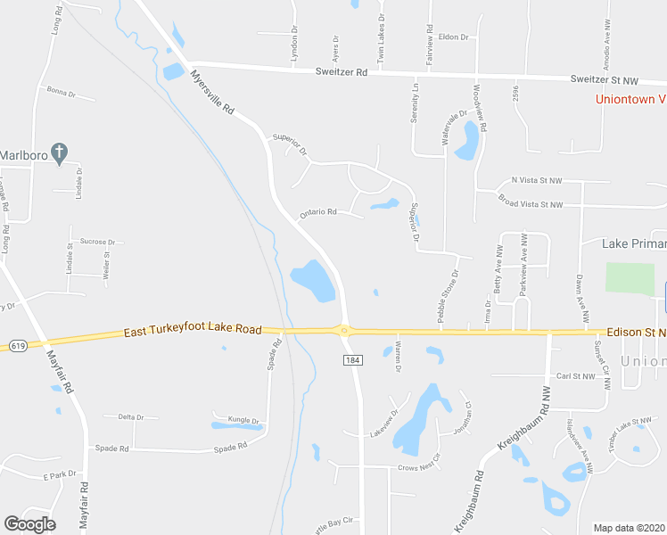 map of restaurants, bars, coffee shops, grocery stores, and more near 3271 Myersville Road in Uniontown