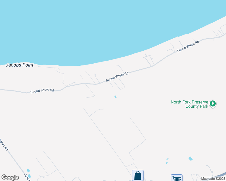 map of restaurants, bars, coffee shops, grocery stores, and more near 465 Sound Shore Road in Riverhead