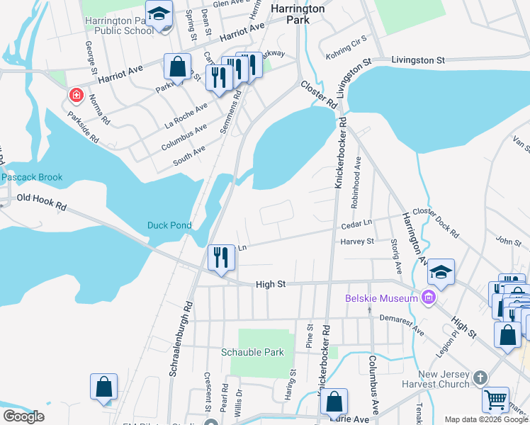 map of restaurants, bars, coffee shops, grocery stores, and more near 17 Cedar Ct in Closter