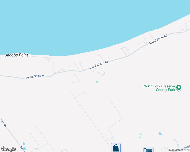 map of restaurants, bars, coffee shops, grocery stores, and more near 465 Sound Shore Road in Riverhead