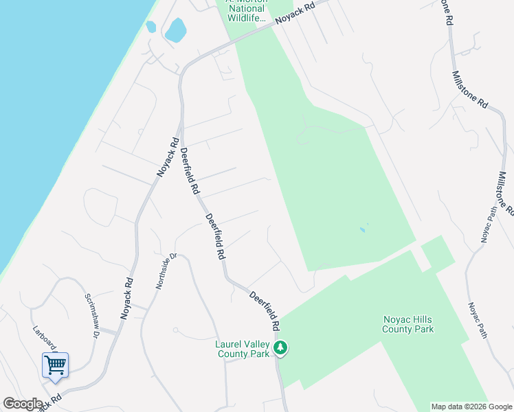 map of restaurants, bars, coffee shops, grocery stores, and more near 2711 Deerfield Road in Sag Harbor