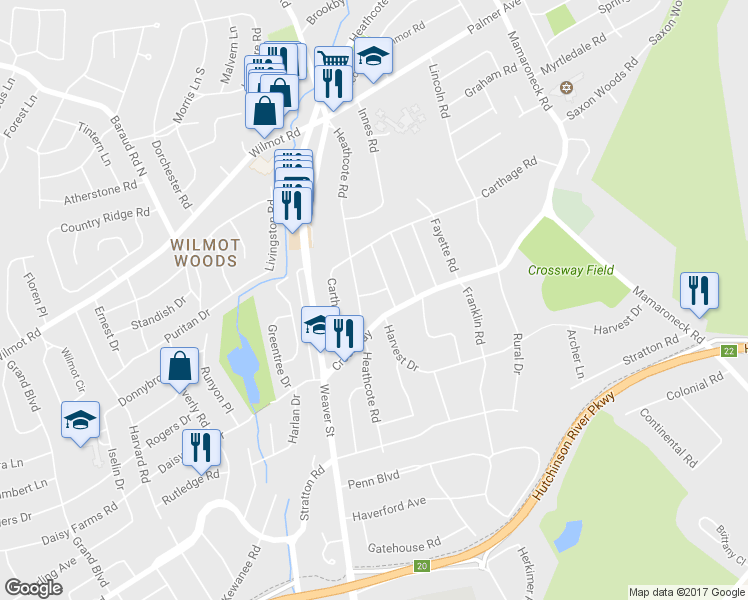 map of restaurants, bars, coffee shops, grocery stores, and more near 4 McDonald Place in Scarsdale