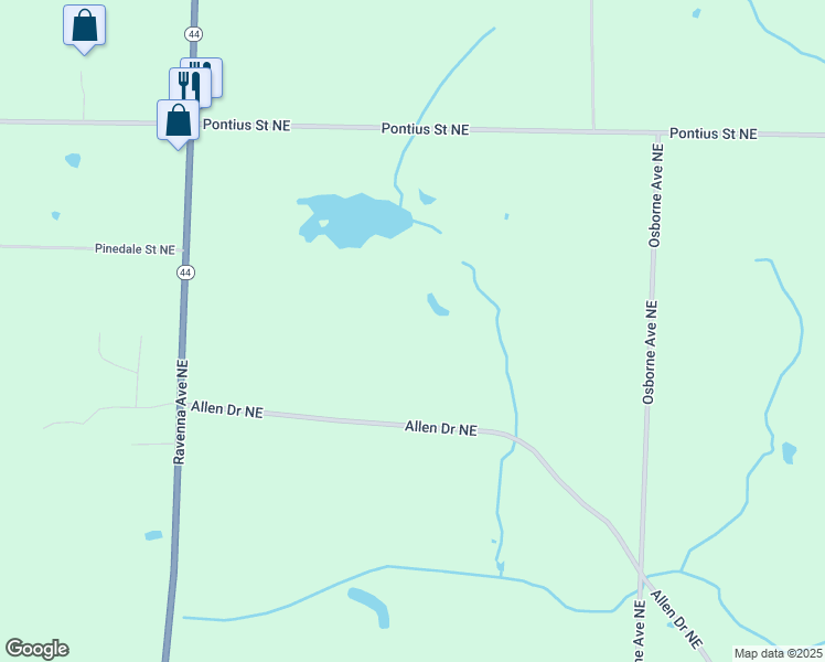 map of restaurants, bars, coffee shops, grocery stores, and more near 8141 Allen Drive Northeast in Alliance