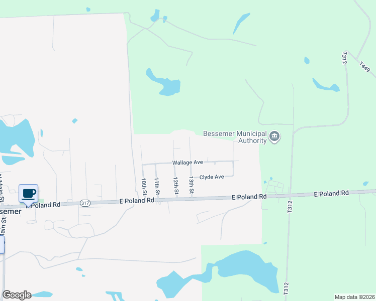 map of restaurants, bars, coffee shops, grocery stores, and more near 309 13th Street in Bessemer