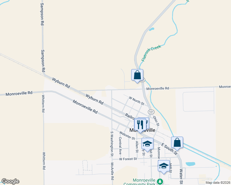 map of restaurants, bars, coffee shops, grocery stores, and more near 119 Monroeville Road in Monroeville
