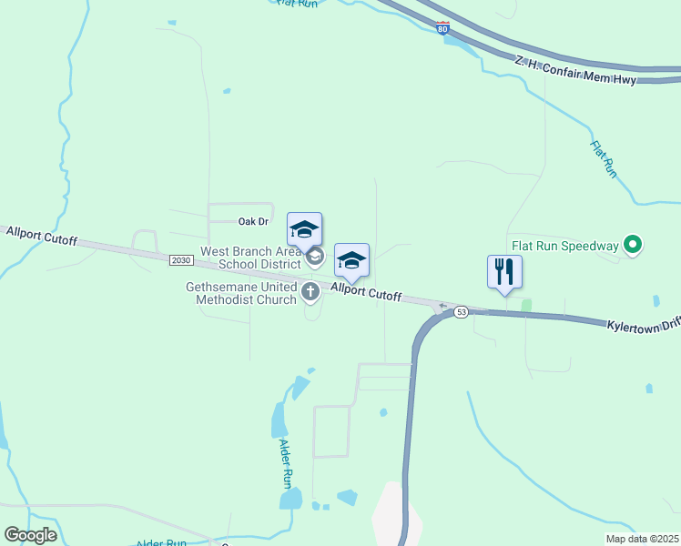 map of restaurants, bars, coffee shops, grocery stores, and more near 356 Allport Cutoff in Morrisdale