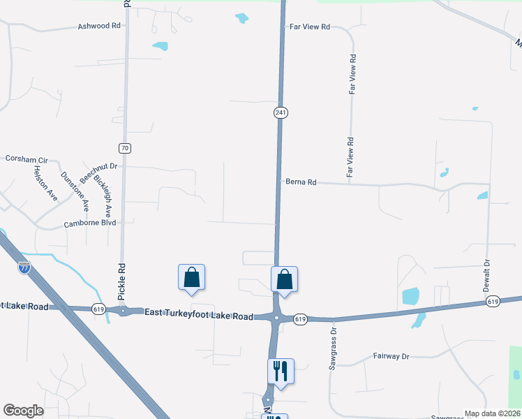 map of restaurants, bars, coffee shops, grocery stores, and more near 3064 Massillon Road in Akron
