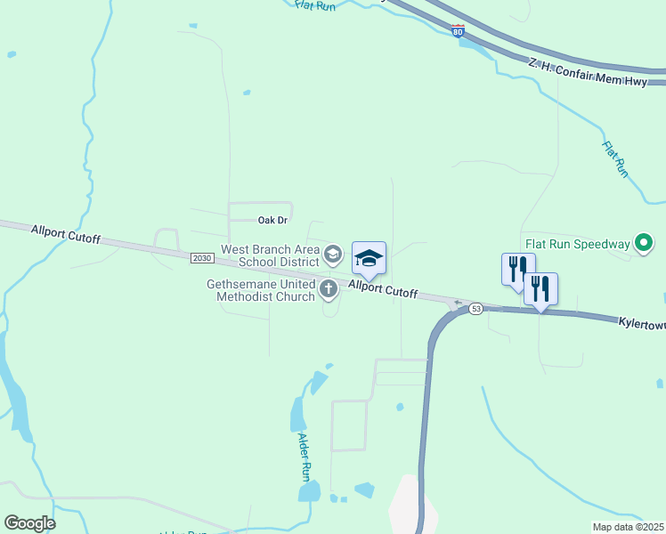 map of restaurants, bars, coffee shops, grocery stores, and more near 444 Allport Cutoff in Morrisdale