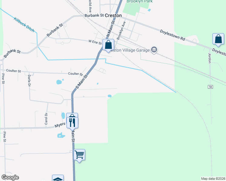 map of restaurants, bars, coffee shops, grocery stores, and more near 150 Garden Street in Creston