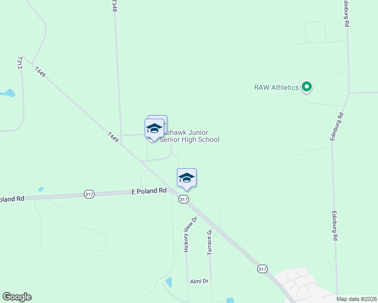 map of restaurants, bars, coffee shops, grocery stores, and more near 367 Mohawk School Road in New Castle