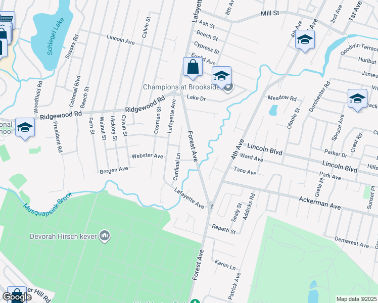 map of restaurants, bars, coffee shops, grocery stores, and more near 17 Steinbach Place in Westwood