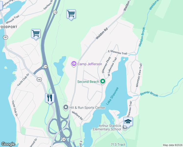 map of restaurants, bars, coffee shops, grocery stores, and more near 5 North Parkway in Wharton