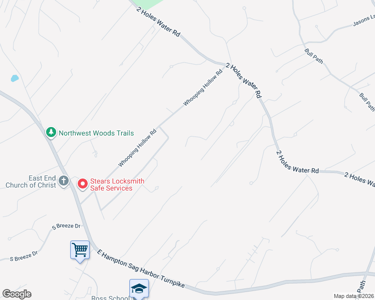 map of restaurants, bars, coffee shops, grocery stores, and more near 176 2 Holes Water Road in East Hampton