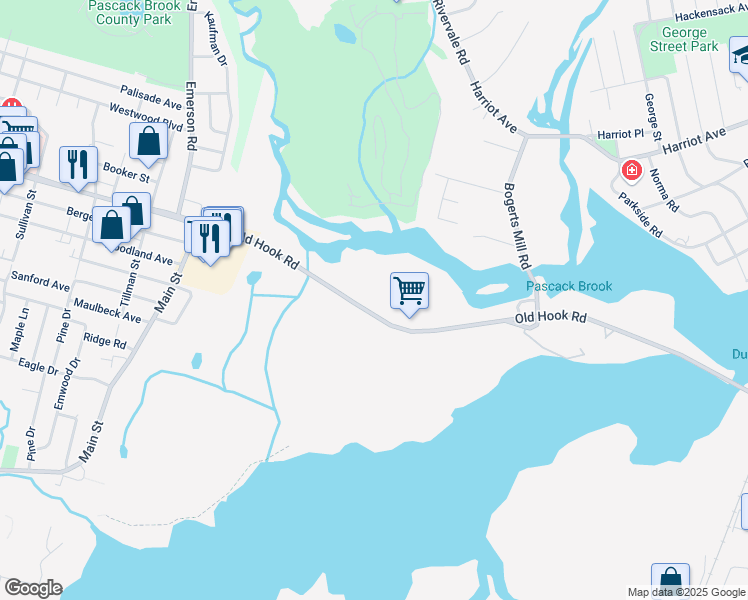 map of restaurants, bars, coffee shops, grocery stores, and more near 660 Old Hook Road in Emerson