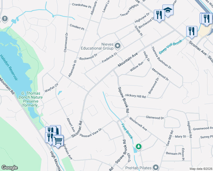 map of restaurants, bars, coffee shops, grocery stores, and more near 318 Camelot Court in Wyckoff