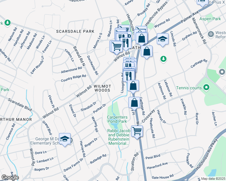 map of restaurants, bars, coffee shops, grocery stores, and more near 35 Alden Ct in Scarsdale