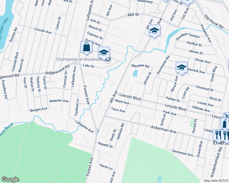 map of restaurants, bars, coffee shops, grocery stores, and more near 188 4th Avenue in Westwood