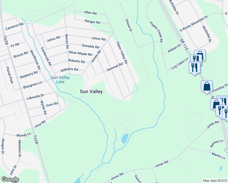 map of restaurants, bars, coffee shops, grocery stores, and more near 1917 Silver Maple Road in Effort