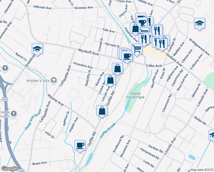 map of restaurants, bars, coffee shops, grocery stores, and more near 457 Lincoln Avenue in Wyckoff