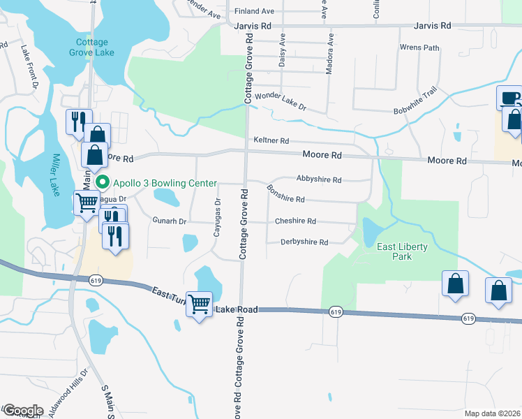 map of restaurants, bars, coffee shops, grocery stores, and more near 3714 Eddishire Rd in Akron