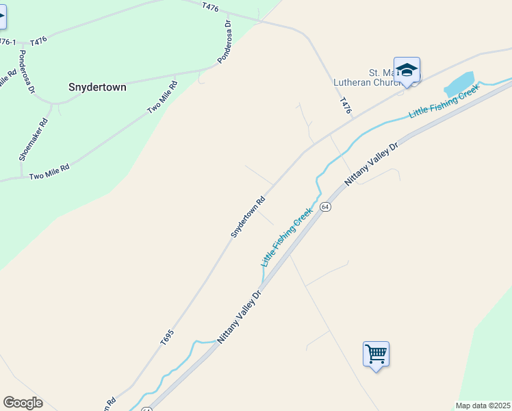 map of restaurants, bars, coffee shops, grocery stores, and more near 560-898 Snydertown Road in Howard