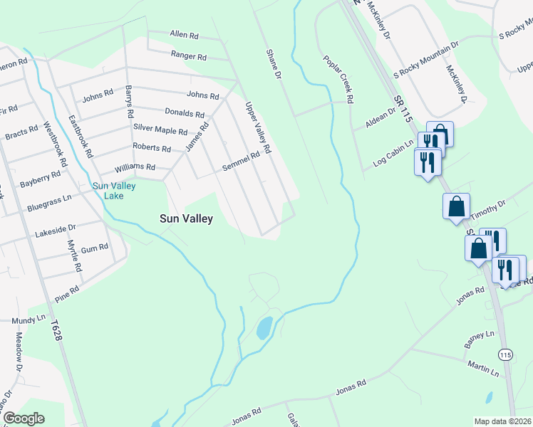 map of restaurants, bars, coffee shops, grocery stores, and more near 1920 Johns Road in Effort