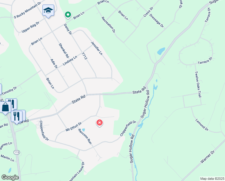 map of restaurants, bars, coffee shops, grocery stores, and more near 1101 State Road in Effort