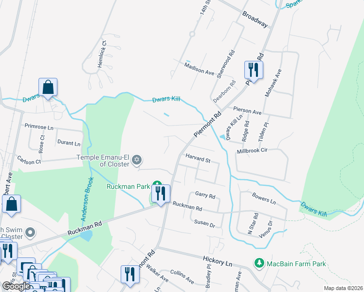 map of restaurants, bars, coffee shops, grocery stores, and more near 98 Piermont Road in Closter
