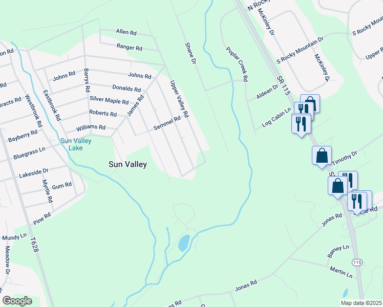 map of restaurants, bars, coffee shops, grocery stores, and more near 1917 Johns Road in Effort