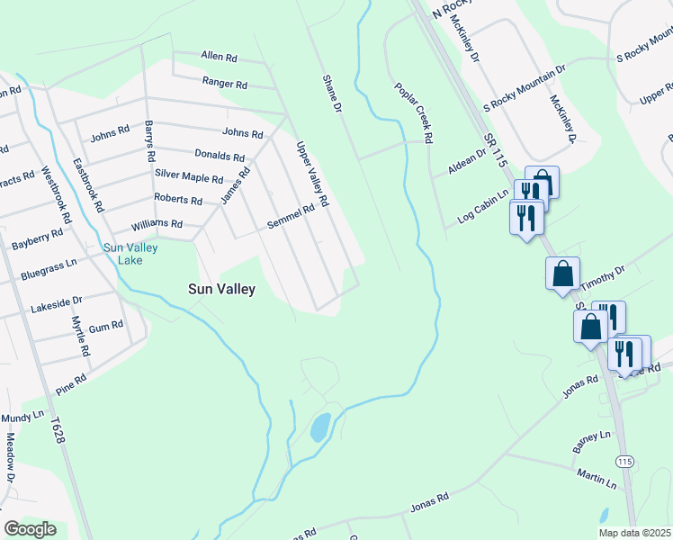 map of restaurants, bars, coffee shops, grocery stores, and more near 1917 Johns Road in Effort