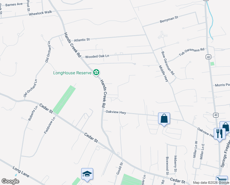 map of restaurants, bars, coffee shops, grocery stores, and more near 90 Hands Creek Road in East Hampton