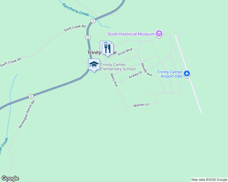 map of restaurants, bars, coffee shops, grocery stores, and more near 10 Eleanore Lane in Trinity Center