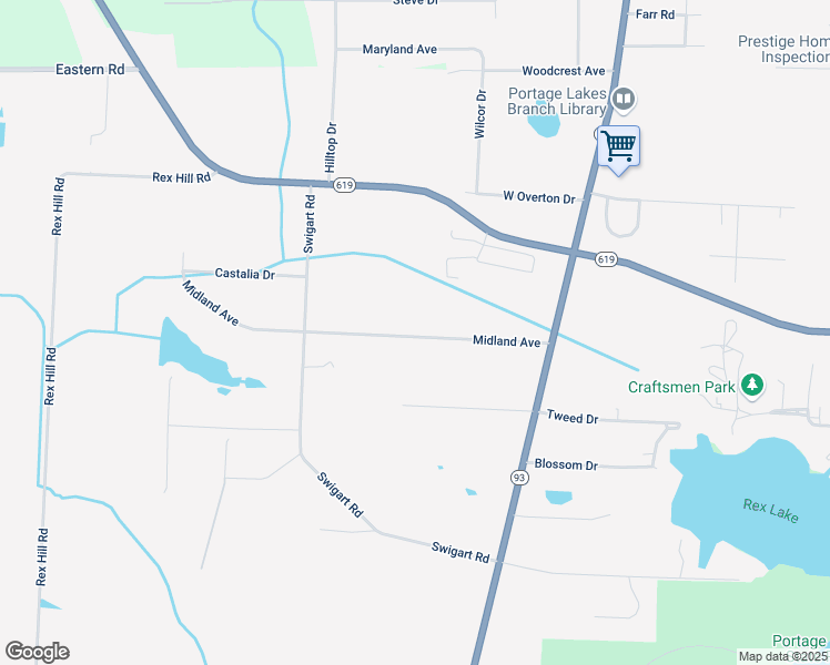map of restaurants, bars, coffee shops, grocery stores, and more near 1229 Midland Avenue in Barberton