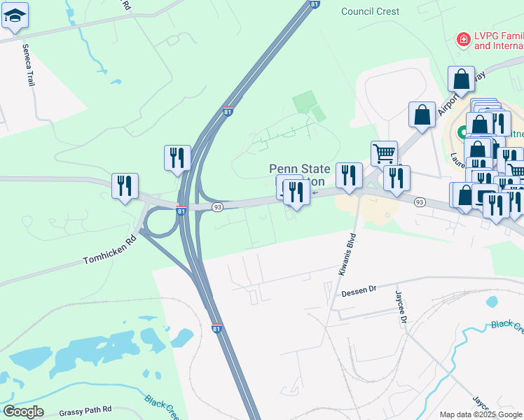 map of restaurants, bars, coffee shops, grocery stores, and more near 1 Melrose Street in Hazleton