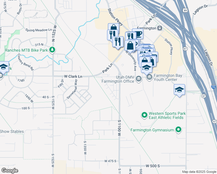 map of restaurants, bars, coffee shops, grocery stores, and more near West Willow Avenue in Farmington