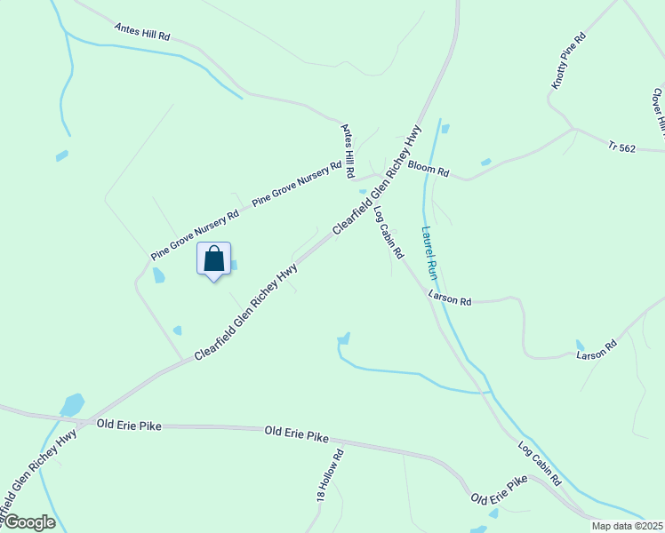 map of restaurants, bars, coffee shops, grocery stores, and more near 5768 Clearfield Glen Richey Highway in Clearfield