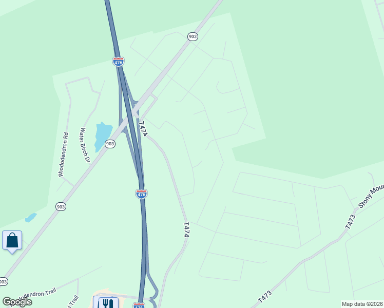 map of restaurants, bars, coffee shops, grocery stores, and more near 171 Rosewood Drive in Jim Thorpe