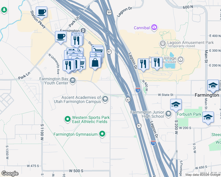 map of restaurants, bars, coffee shops, grocery stores, and more near 42 650 W in Farmington