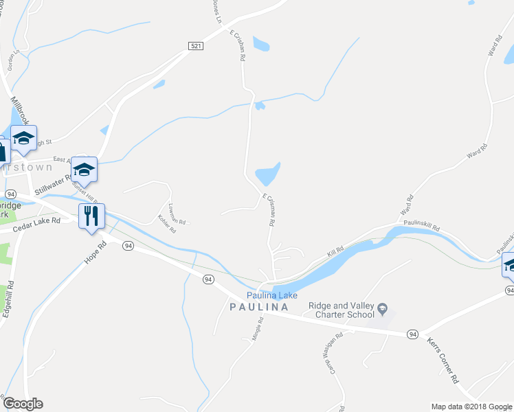 map of restaurants, bars, coffee shops, grocery stores, and more near Sunset Hill in Blairstown