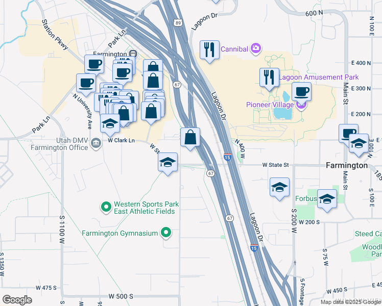 map of restaurants, bars, coffee shops, grocery stores, and more near 42 650 West in Farmington