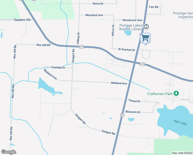 map of restaurants, bars, coffee shops, grocery stores, and more near 1229 Midland Avenue in Barberton