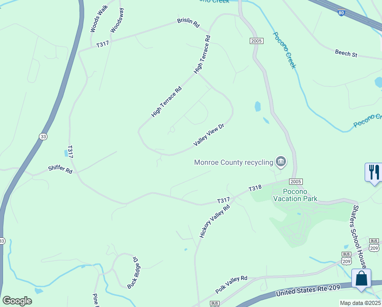 map of restaurants, bars, coffee shops, grocery stores, and more near 312 Valley View Drive in Stroudsburg