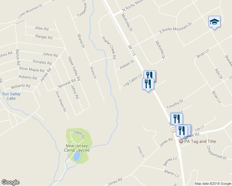 map of restaurants, bars, coffee shops, grocery stores, and more near 503 Poplar Creek Road in Effort