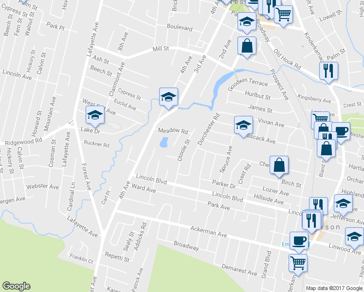 map of restaurants, bars, coffee shops, grocery stores, and more near 60 Otoole Street in Westwood