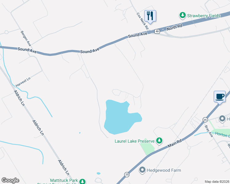 map of restaurants, bars, coffee shops, grocery stores, and more near 2715 Laurel Way in Mattituck