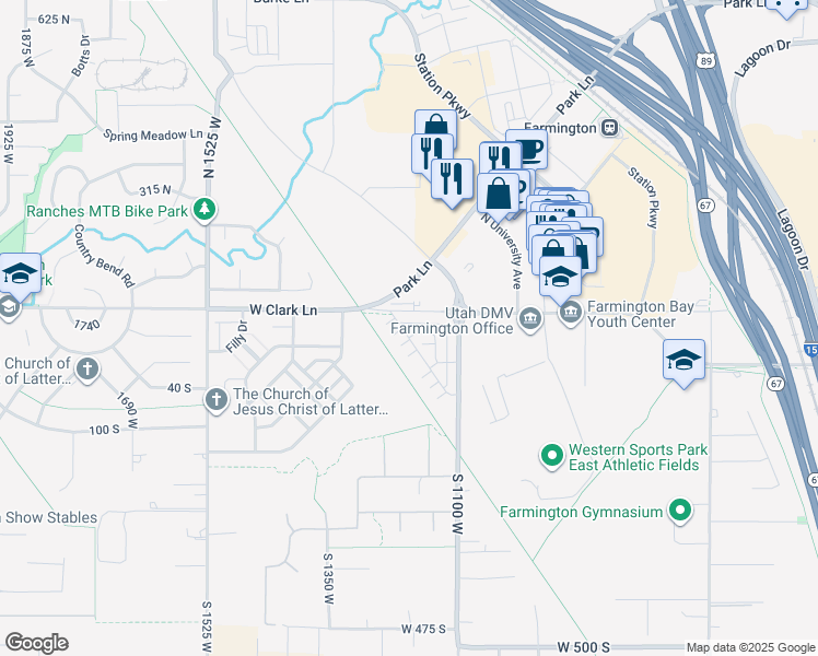 map of restaurants, bars, coffee shops, grocery stores, and more near 1207 West Jackson Avenue in Farmington