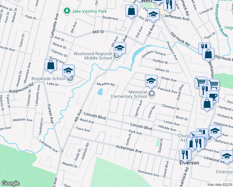 map of restaurants, bars, coffee shops, grocery stores, and more near 60 Otoole Street in Westwood