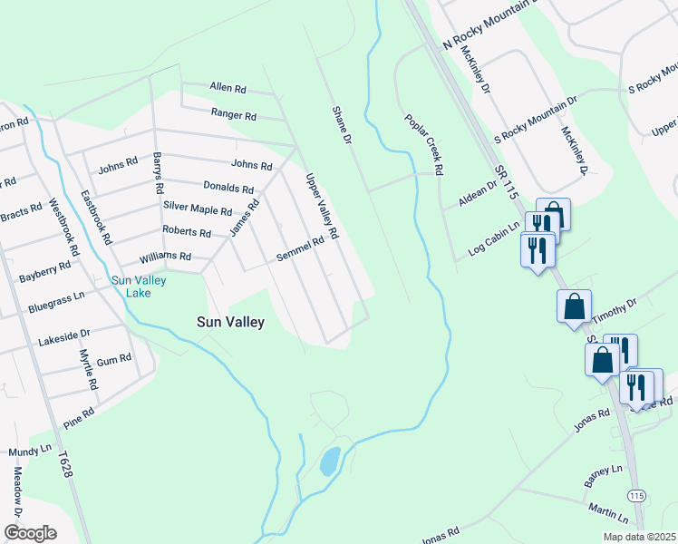 map of restaurants, bars, coffee shops, grocery stores, and more near 1911 Johns Road in Effort